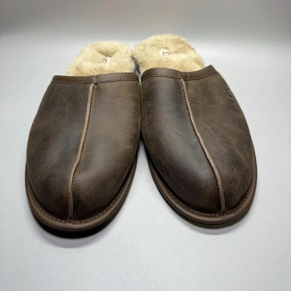 UGG SCUFF MEN SLIPPERS LEATHER‎ Brown US 14 /UK 13  /EU 48.5